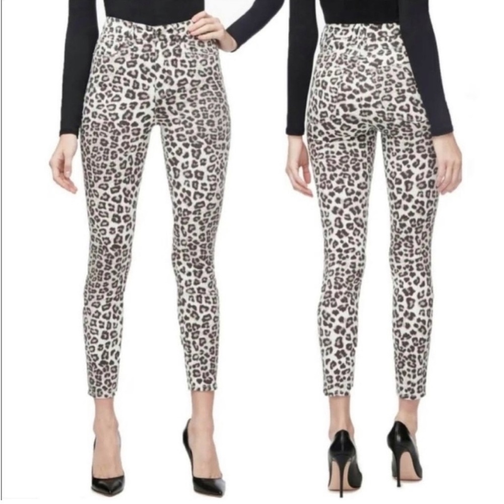 Good American Snow Leopard Good Waist Crop Jeans